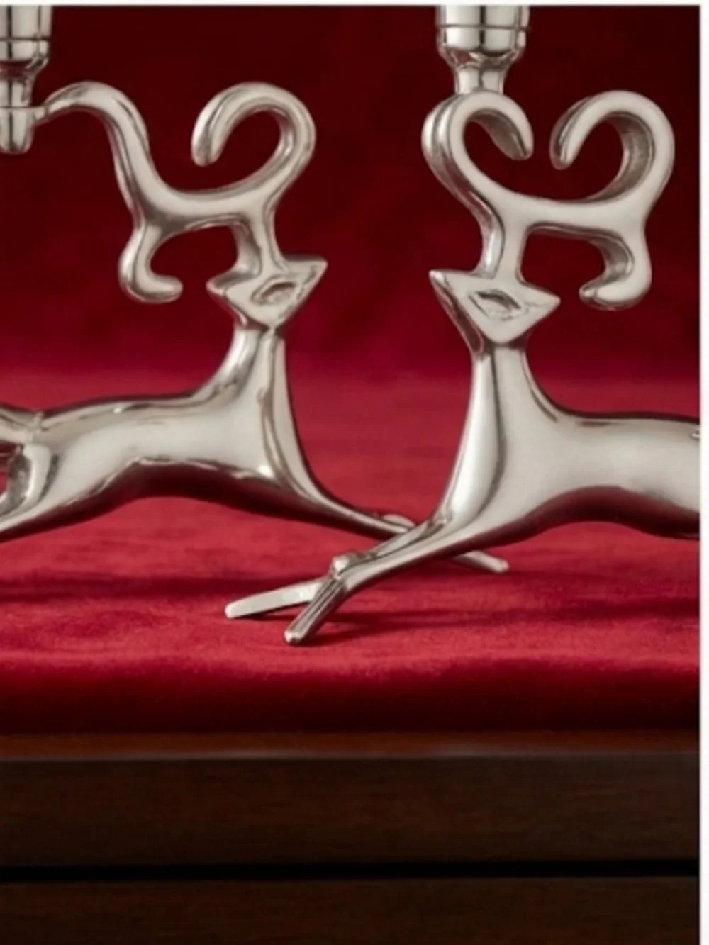 Silver Reindeer Triple Candle Holder - Holiday Home Accent